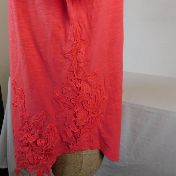 Suzanne Betro Women Appliqued Shirt Top Blouse Plus Size 1X Orange/Pink Color - Picture 3 of 10